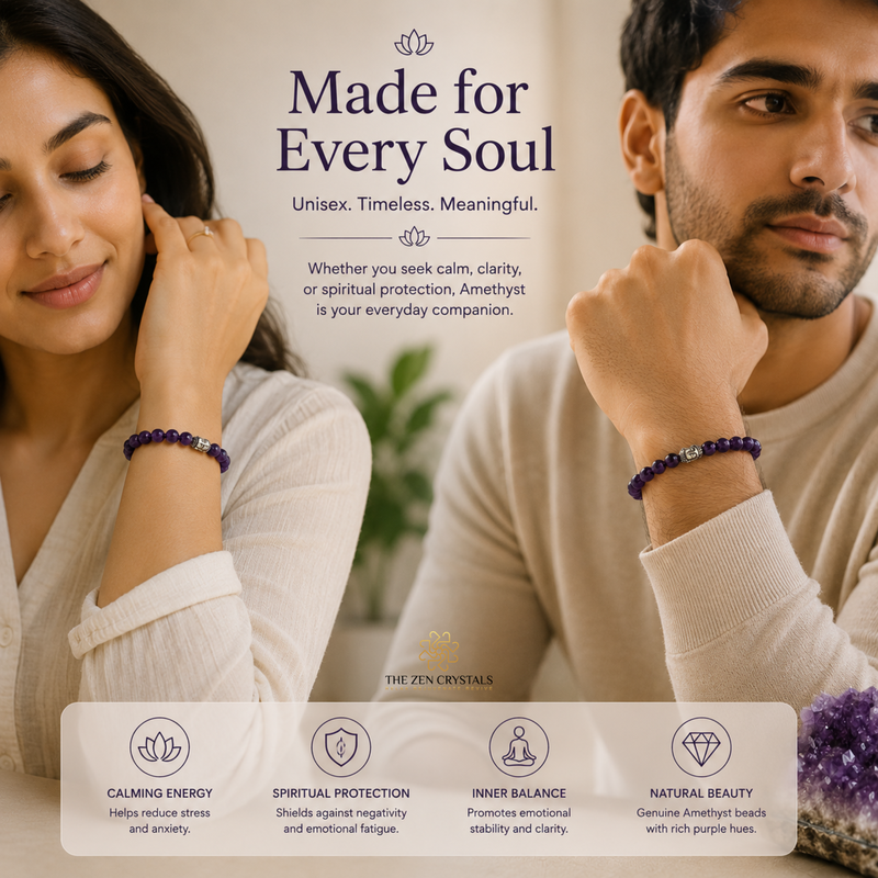 unisex amethyst bracelet | the zen crystals