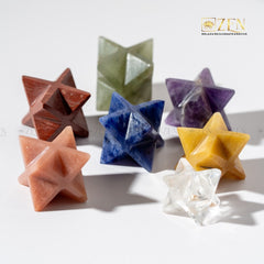 lapis lazuli merkaba on a white background with 'Zen' brand logo.