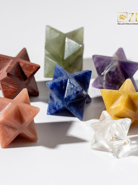 lapis lazuli merkaba on a white background with 'Zen' brand logo.