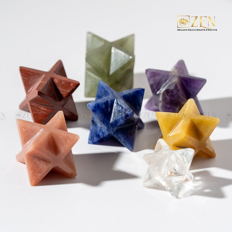 lapis lazuli merkaba on a white background with 'Zen' brand logo.