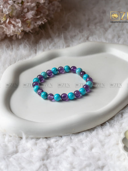 Amethyst & Firoza Combination Bracelet | The Zen Crystals