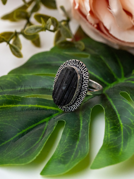 the zen crystals black tourmaline ring for men and women