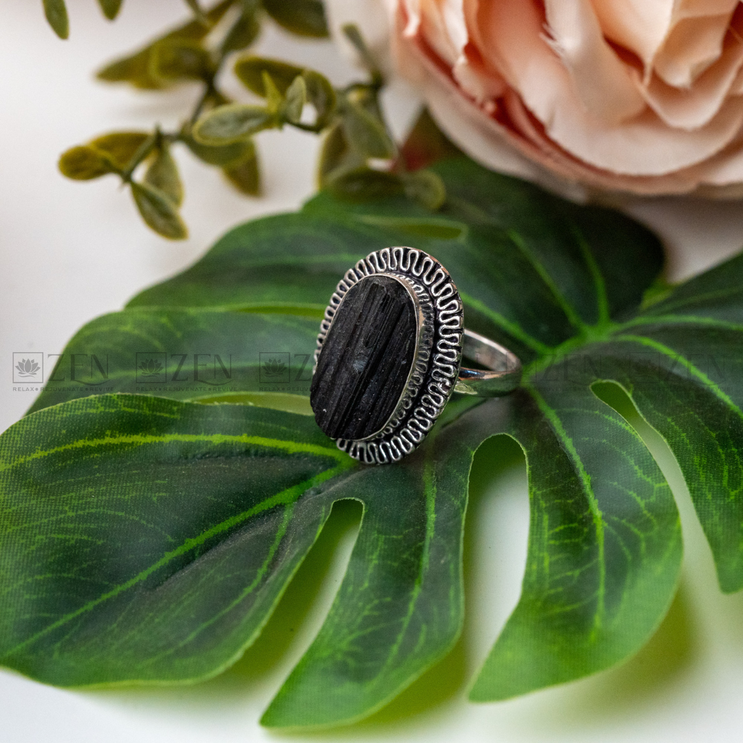 the zen crystals black tourmaline ring for men and women