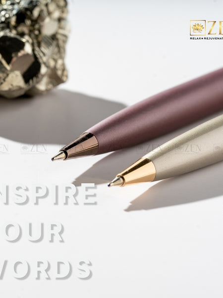 Elegant Money Magnet - Ballpoint Pen in premium Metallic Pink and Pearl White color variants displayed side by side