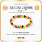ruling number 1 bracelet with text about gemstones and a certification logo on a white background.