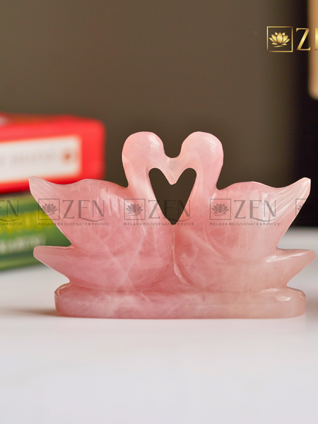Rose Quartz Mandarin Duck Pair | The Zen Crystals