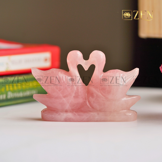Rose Quartz Mandarin Duck Pair | The Zen Crystals