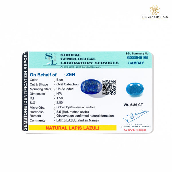 certified lapis lazuli stone
