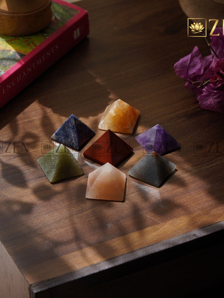 7 chakra healing pyramid set | The Zen Crystals