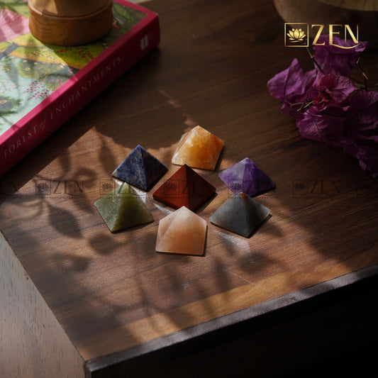 7 chakra healing pyramid set | The Zen Crystals