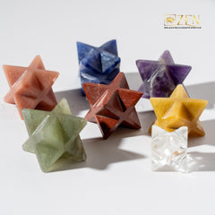 red jasper merkaba on a white background with 'Zen' brand logo.