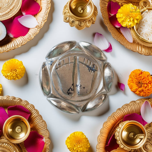 Shri Laxmi Charan Kamal – Pyrite on Lotus Flower for Wealth and Prosperity by The Zen Crystals