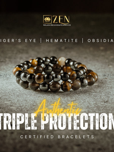 Triple protection bracelet for men | The Zen Crystals