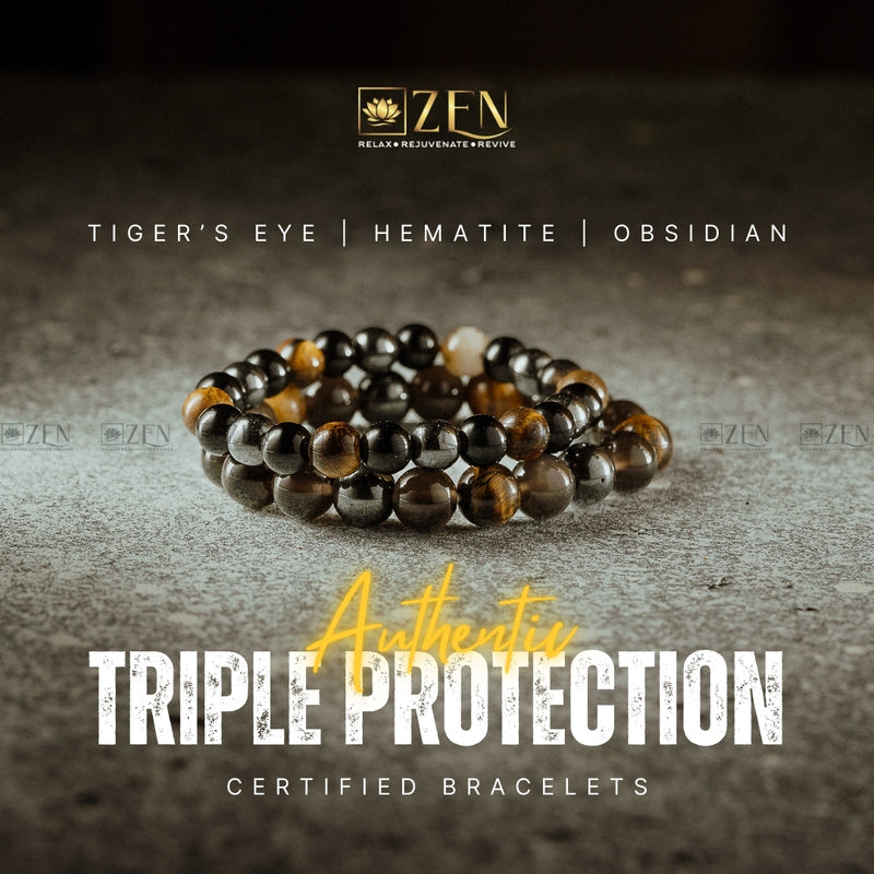 Triple protection bracelet for men | The Zen Crystals