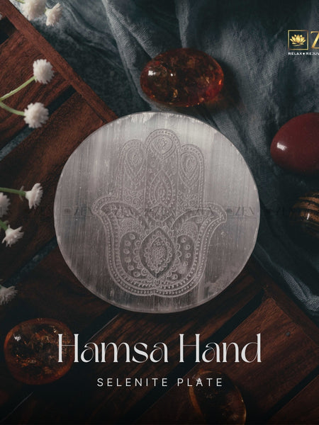 Selenite plate hamsa hand | the zen crystals