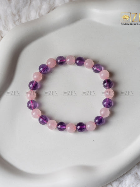 Amethyst & Rose Quartz Bracelet | The Zen Crystals