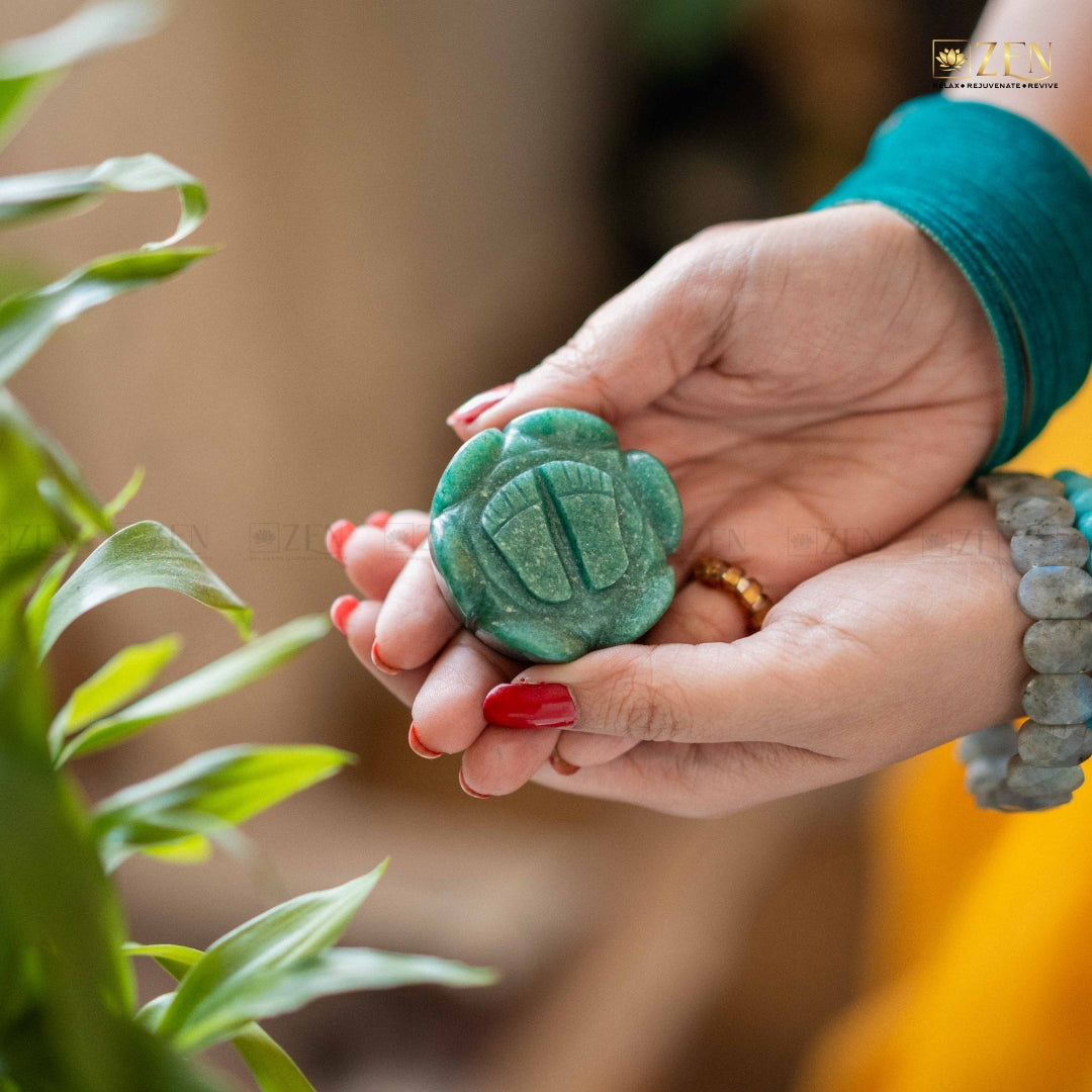 Authentic Jade Laxmi Charan Paduka for Wealth, Peace, and Spiritual Growth by The Zen Crystals