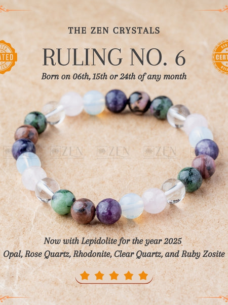 Ruling Number 6 Bracelet | the zen crystals