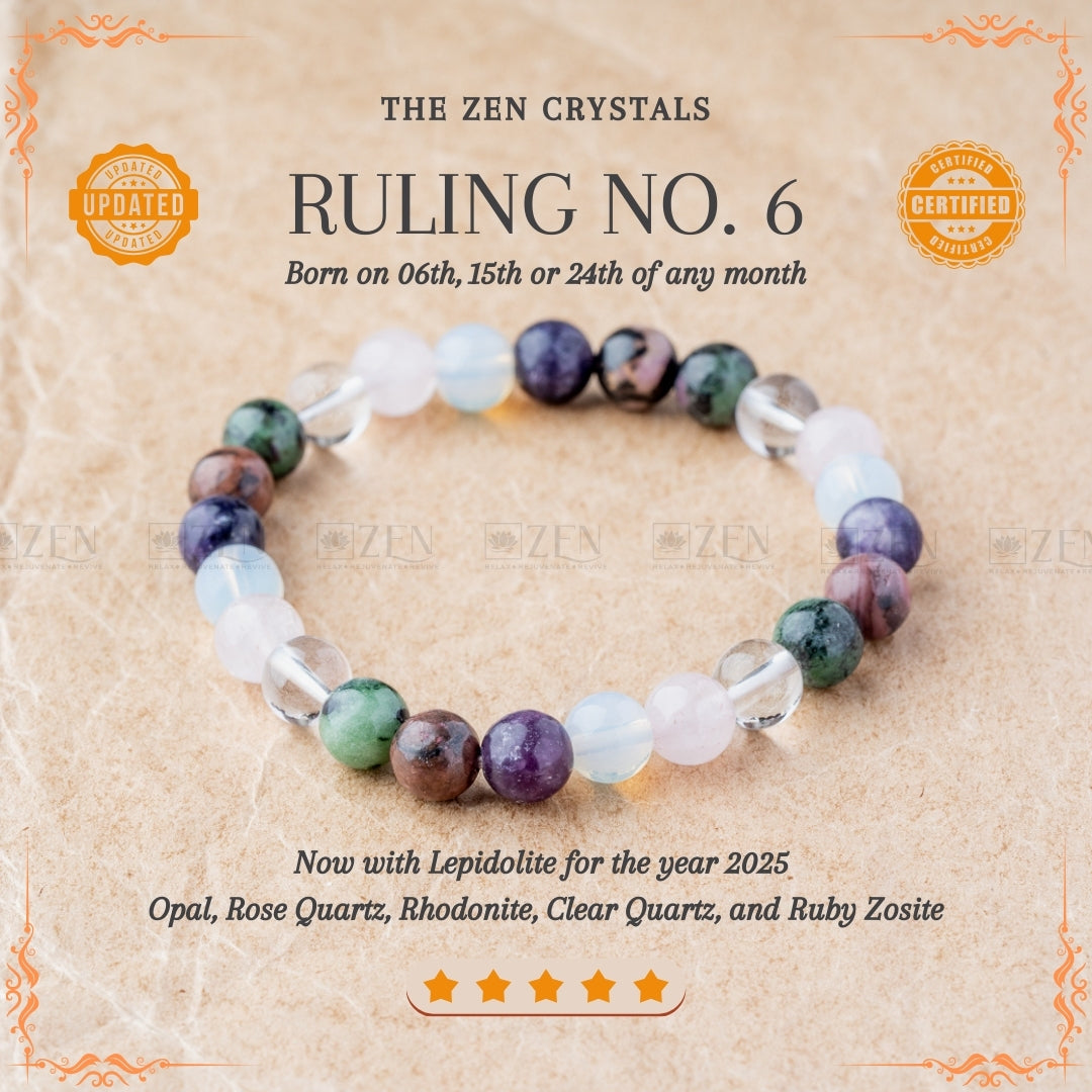 Ruling Number 6 Bracelet | the zen crystals