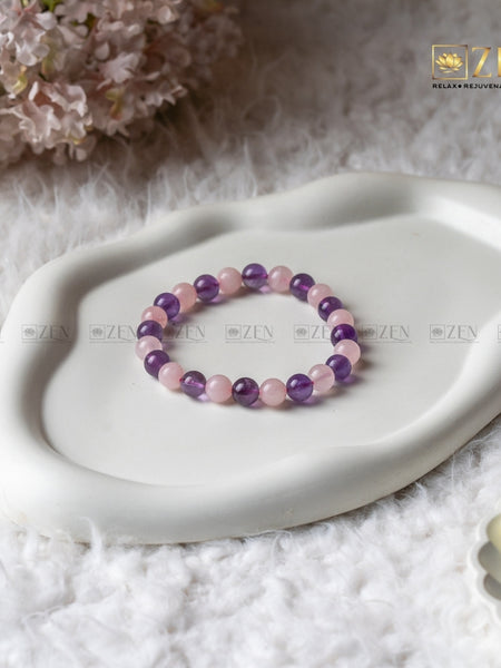 Amethyst & Rose Quartz Combination Bracelet | The Zen Crystals