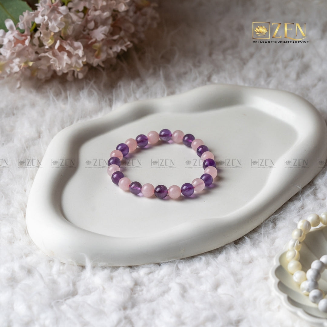 Amethyst & Rose Quartz Combination Bracelet | The Zen Crystals