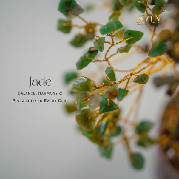 jade stone chip close up on the money magnet tree by the zen crystals