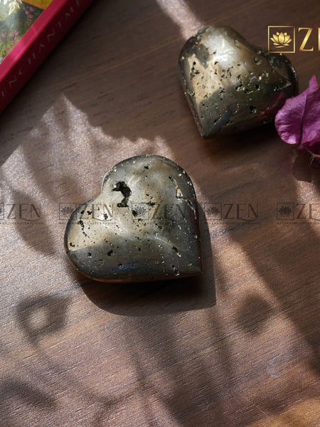 Pyrite Cluster Heart Showpiece