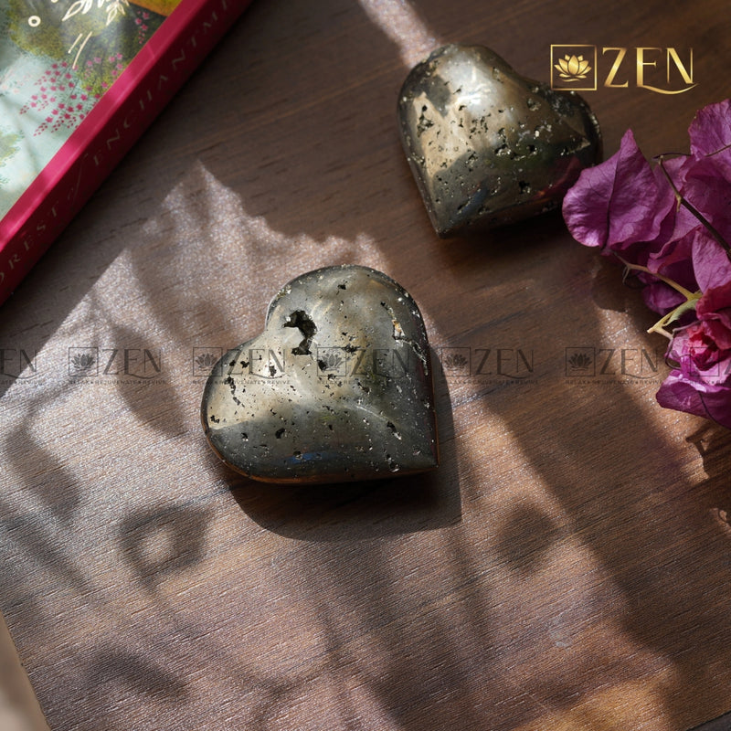 Pyrite Cluster Heart Showpiece