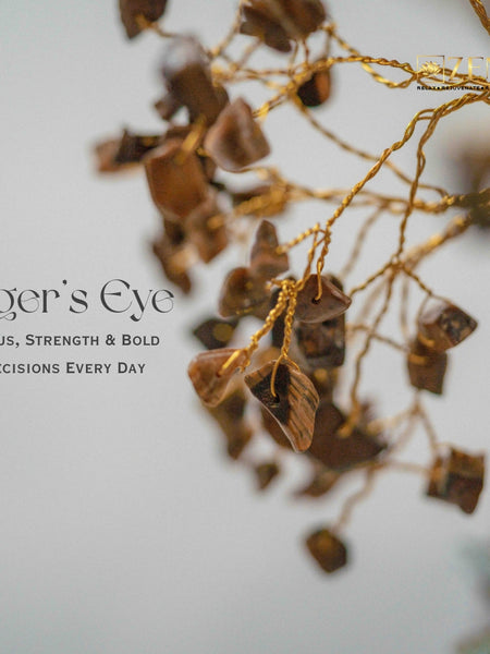 Tiger's Eye stone chip close up on the money magnet tree by the zen crystals