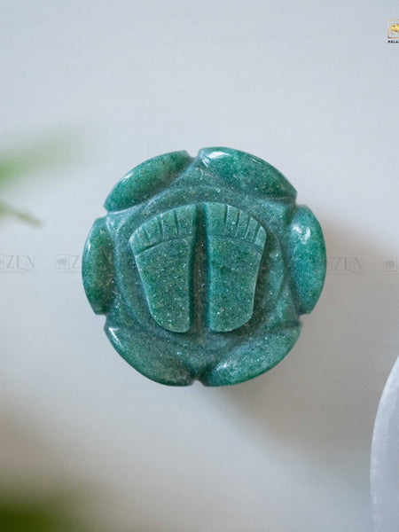 Green Jade Laxmi Kamal Symbol Representing Divine Blessings, Harmony, and Prosperity


