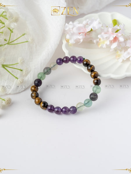 Tiger Eye Amethyst Fluorite combination bracelet | the zen crystals