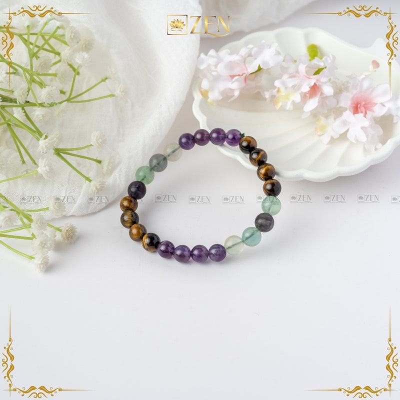 Tiger Eye Amethyst Fluorite combination bracelet | the zen crystals