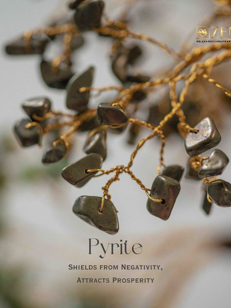 Pyrite chip close up on the money magnet tree by the zen crystals