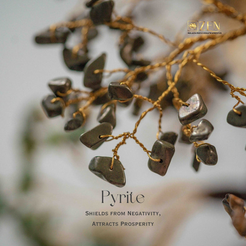 Pyrite chip close up on the money magnet tree by the zen crystals