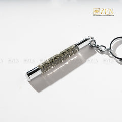 Elegant crystal keychain for prosperity and protection with pyrite stones