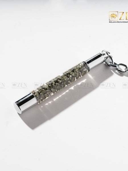 Elegant crystal keychain for prosperity and protection with pyrite stones