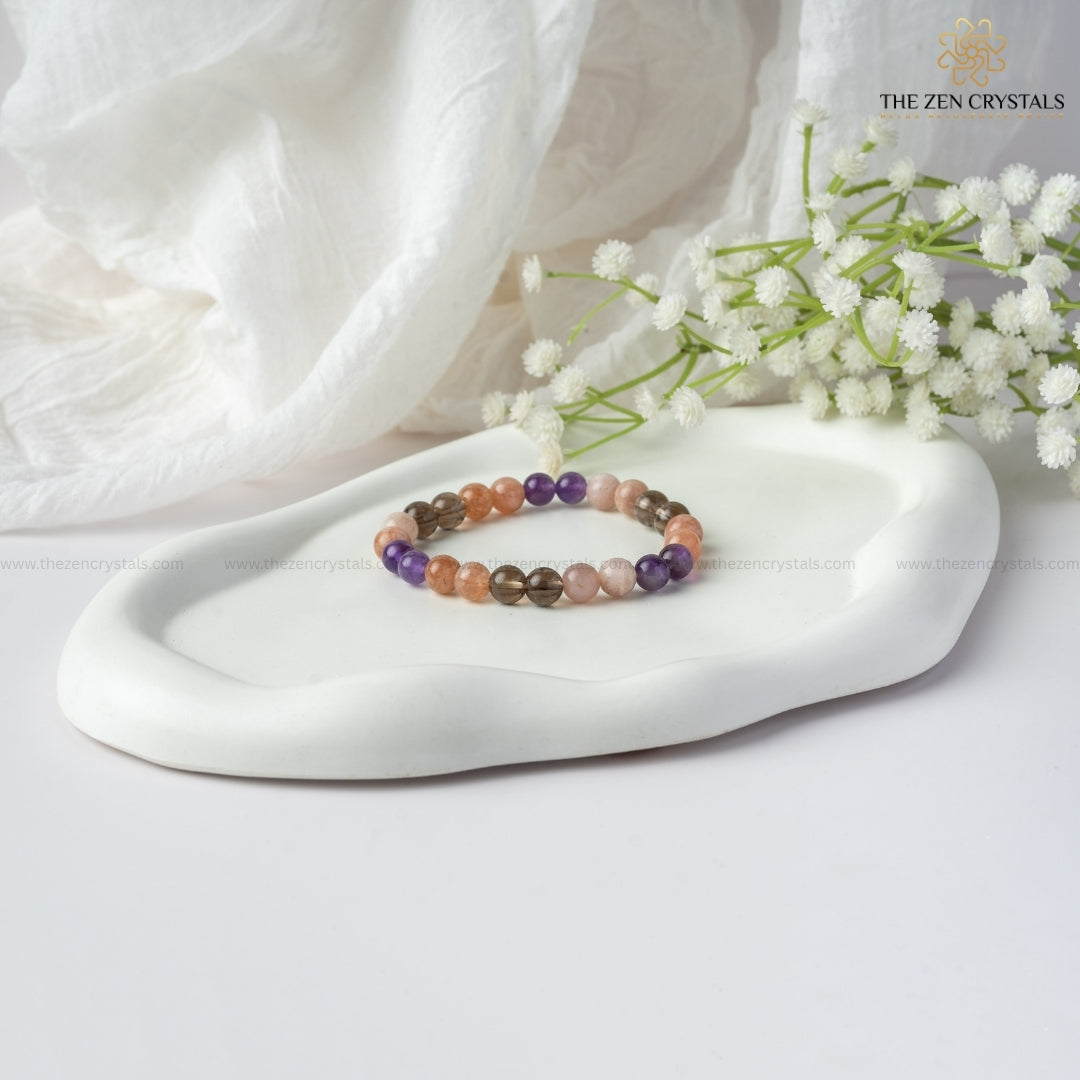 Calm & Peace Bracelet | Moonstone, Amethyst, Quartz | The Zen Crystals