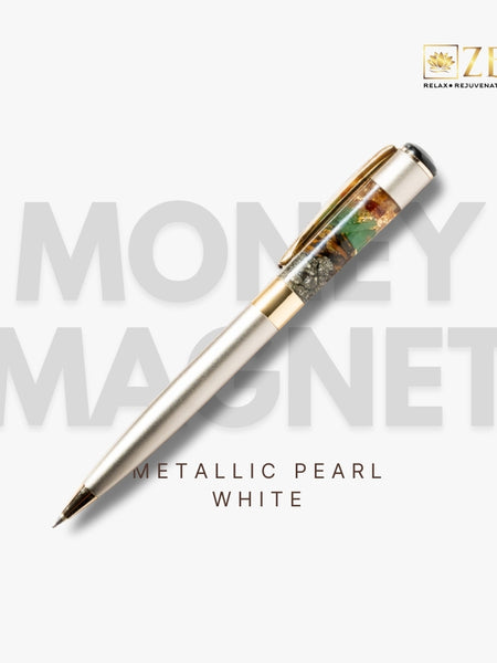 money magnet metallic peal white pen