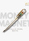 money magnet metallic peal white pen