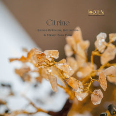 Citrine stone chip close up on the money magnet tree by the zen crystals