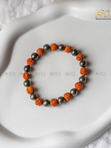 Rudraksha & Pyrite Bracelet | The Zen Crystals