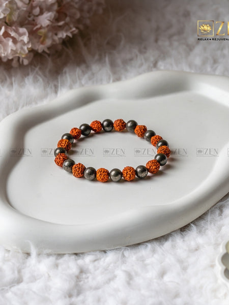 Rudraksha & Pyrite Combination Bracelet | The Zen Crystals