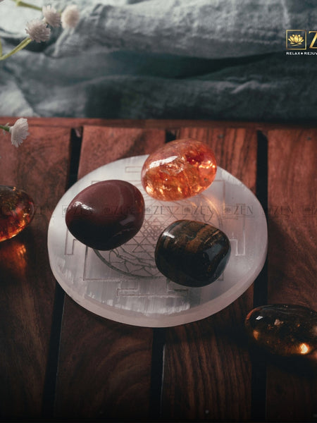 Selenite Plate - Shri Yantra Symbol | The Zen Crystals