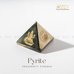 Natural Pyrite Prosperity Pyramid with Laxmi Ji engraving for wealth and abundance