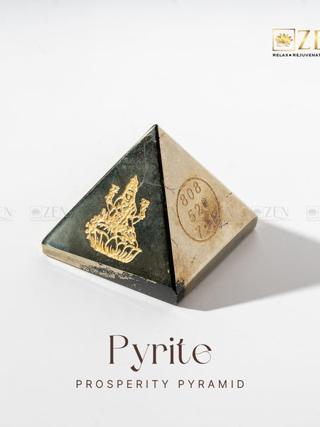 Natural Pyrite Prosperity Pyramid with Laxmi Ji engraving for wealth and abundance