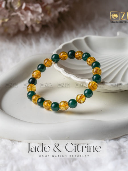 Jade & Citrine Combination Bracelet | The Zen Crystals