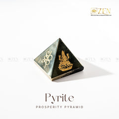 Natural Pyrite Pyramid with Zibu Money Symbol engraving to attract money and success