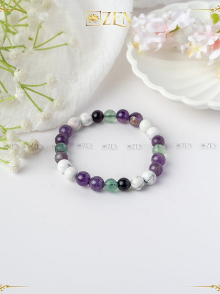 Amethyst Howlite Flourite Combination bracelet | The Zen Crystals