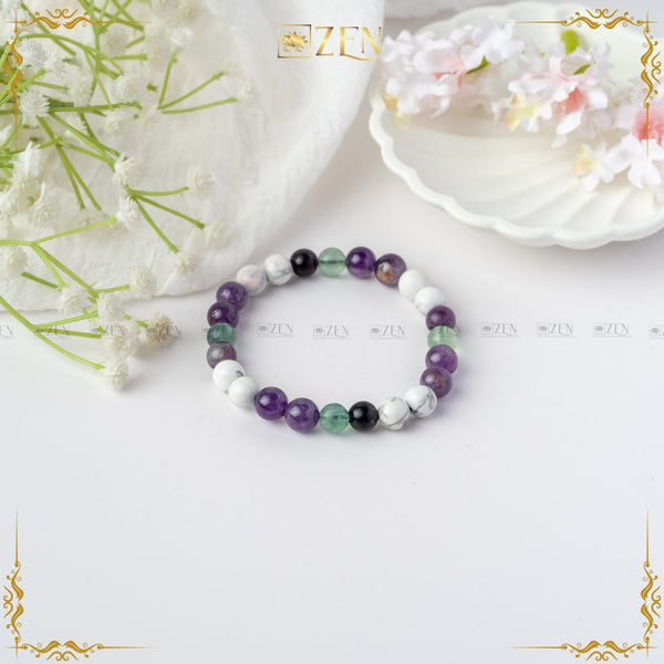Amethyst Howlite Flourite Combination bracelet | The Zen Crystals