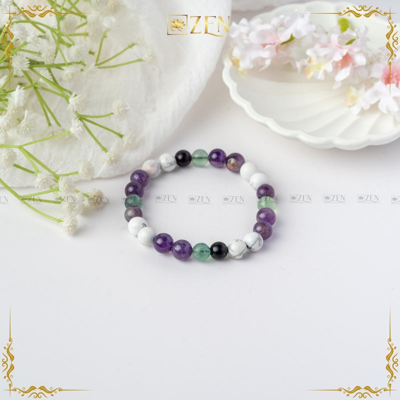 Amethyst Howlite Flourite Combination bracelet | The Zen Crystals